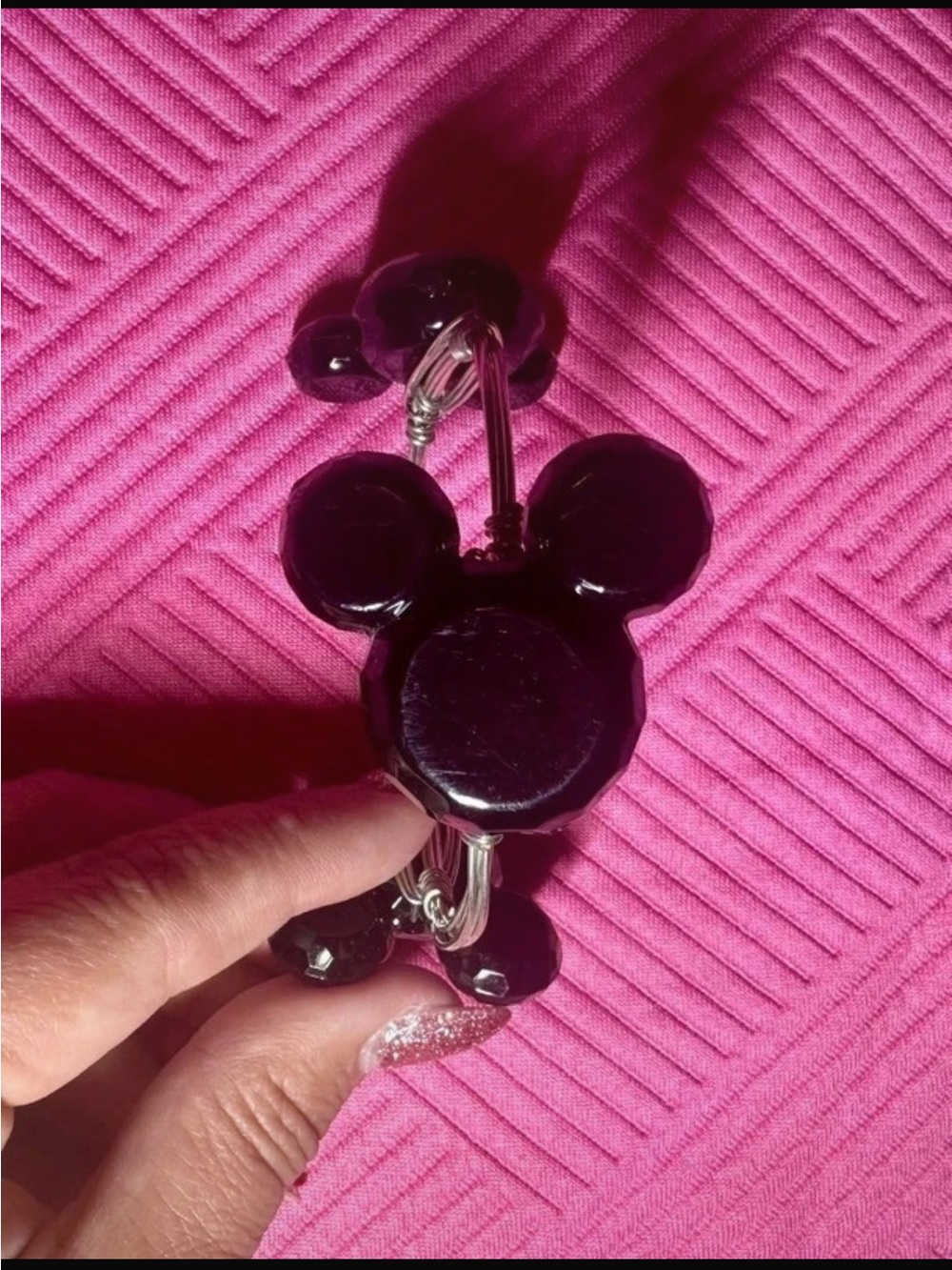 Black Beaded Mickey-Inspired Wire Bracelet